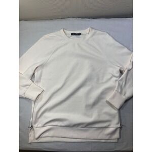 EFAN Cream Ribbed Crew Neck Sweatshirt with Side Zippers Womens‎ Size S